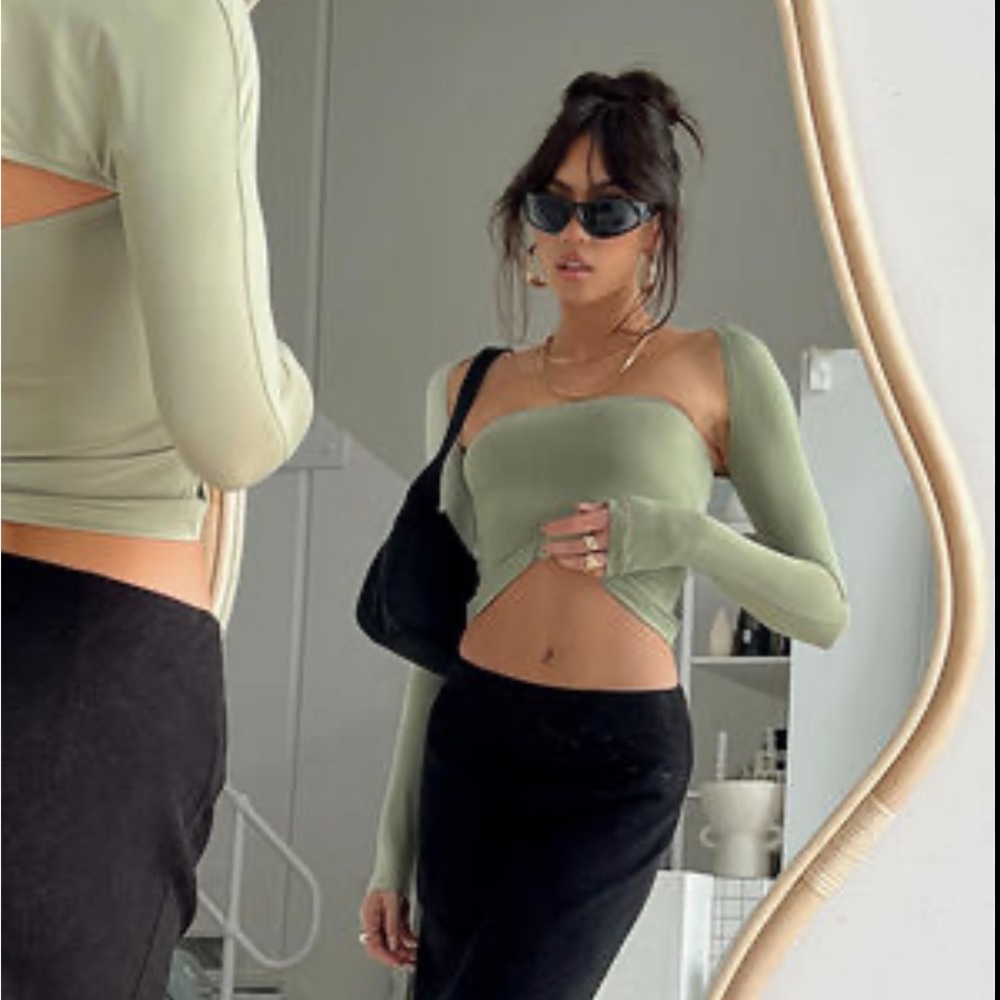 Princess Polly Sage Green Crop Top